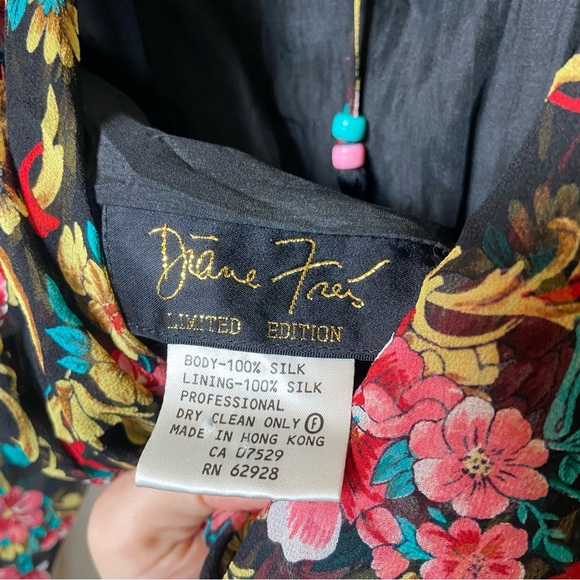 Diane Freis Silk Vintge 80s Boho Ruffle Dress - Picture 4 of 9